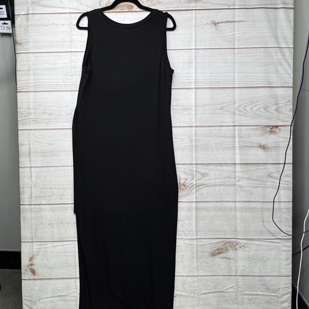 Athleta‎ Womens Black Sleeveless High Slit Double Layer Maxi Dress Medium - Picture 4 of 6